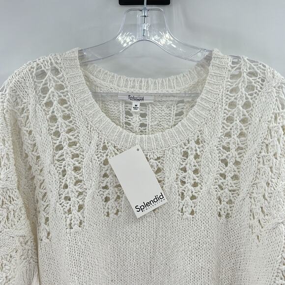 Splendid Collection Women's Short Sleeve Sweater - White - Medium - NWT - Picture 2 of 7